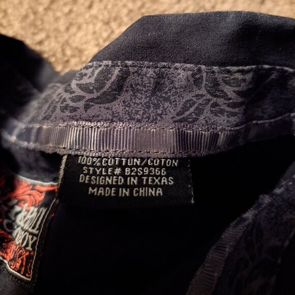 Rock & Roll Cowboy Men’s Western Shirt Snap Buttons Black Embroidered Size XL - Picture 6 of 9